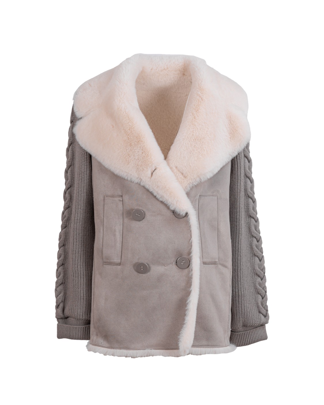 shop VIOLANTI  Giaccone: Violanti ecomontone.
Maniche lunghe, in maglia.
Doppiopetto.
Collo in ecopelliccia.
Tasche laterali.
Composizione: 100% poliestere.
Fabbricato in Italia.. VL161 5100-517 number 8642507